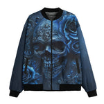 Bomber Jacket Blue Skull with Roses