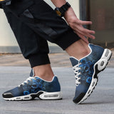 Air Cushion Sneakers Blue Skull with Roses