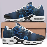 Air Cushion Sneakers Blue Skull with Roses