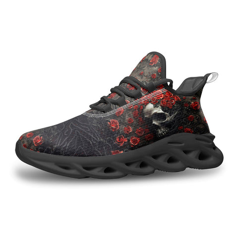 Sports Mesh Sneakers Skull with Roses Artwork