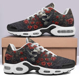 Air Cushion Sneakers Skull with Roses Artwork