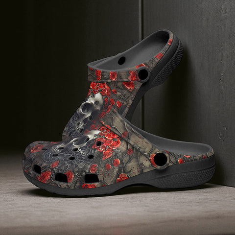 Classic Clogs Skull with Roses Artwork