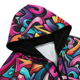 Men's Zip Up Hoodie Colorful Graffiti Art