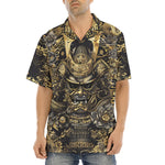 Hawaiian Shirt Golden Samurai Mask Japanese Motifs