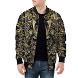 Bomber Jacket Golden Samurai Mask Japanese Motifs