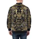 Bomber Jacket Golden Samurai Mask Japanese Motifs