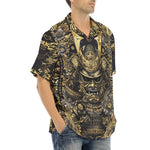 Hawaiian Shirt Golden Samurai Mask Japanese Motifs