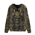 Men's Zip Up Hoodie Golden Samurai Mask Japanese Motifs