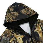 Men's Zip Up Hoodie Golden Samurai Mask Japanese Motifs