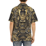 Hawaiian Shirt Golden Samurai Mask Japanese Motifs