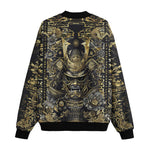 Bomber Jacket Golden Samurai Mask Japanese Motifs
