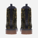 Leather Boots Golden Samurai Mask Japanese Motifs