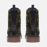 Leather Boots Golden Samurai Mask Japanese Motifs