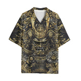 Hawaiian Shirt Golden Samurai Mask Japanese Motifs