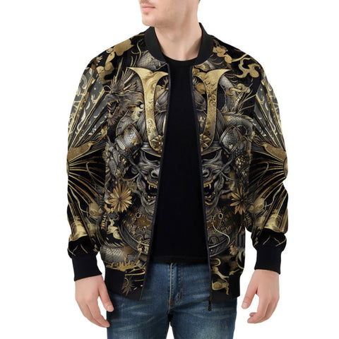 Bomber Jacket Samurai and Dragons Japanese Artwork