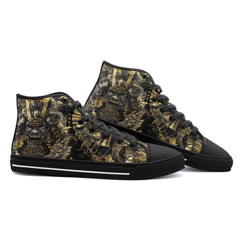 High-Top Canvas Shoes Samurai and Dragons Japanese Artwork