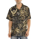 Hawaiian Shirt Golden Samurai Mask and Dragons Collage