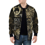 Bomber Jacket Golden Samurai Mask and Dragons Collage