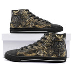 High-Top Canvas Shoes Golden Samurai Mask and Dragons Collage