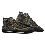 High-Top Canvas Shoes Golden Samurai Mask and Dragons Collage
