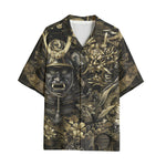 Hawaiian Shirt Golden Samurai Mask and Dragons Collage