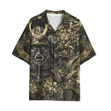 Hawaiian Shirt Golden Samurai Mask and Dragons Collage