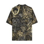 Hawaiian Shirt Golden Samurai Mask and Dragons Collage