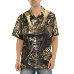 Hawaiian Shirt Golden Samurai and Dragon Art
