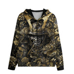 Men's Zip Up Hoodie Golden Samurai and Dragon Art