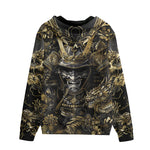 Men's Zip Up Hoodie Golden Samurai and Dragon Art