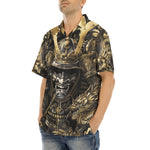 Hawaiian Shirt Golden Samurai and Dragon Art
