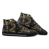 High-Top Canvas Shoes Golden Samurai and Dragon Art