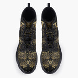 Casual Leather Chunky Boots Golden Samurai and Dragon Art