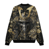 Bomber Jacket Golden Samurai and Dragon Art