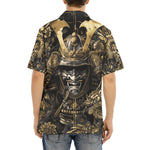 Hawaiian Shirt Golden Samurai and Dragon Art