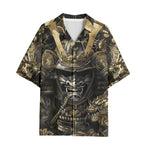 Hawaiian Shirt Golden Samurai and Dragon Art