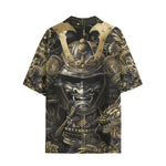Hawaiian Shirt Golden Samurai and Dragon Art