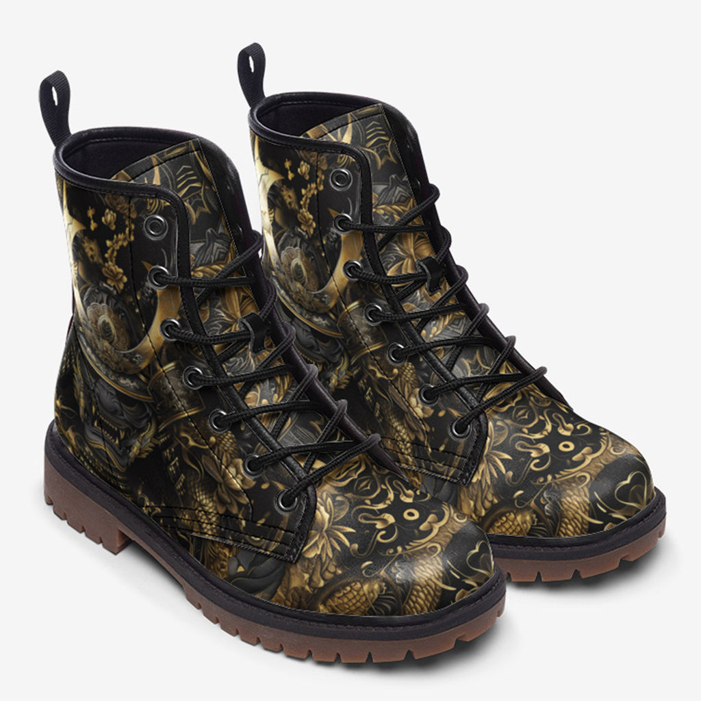 Leather Boots Japanese Samurai Armor and Dragon – CoolWear