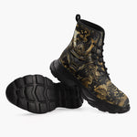 Casual Leather Chunky Boots Japanese Samurai Armor and Dragon