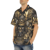Hawaiian Shirt Golden Samurai Mask Artwork