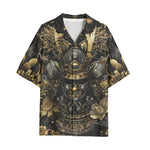 Hawaiian Shirt Golden Samurai Mask Artwork
