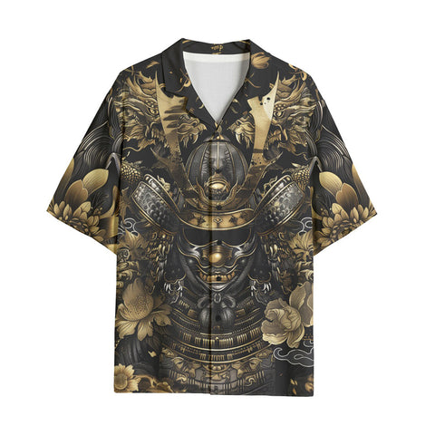 Hawaiian Shirt Golden Samurai Mask Artwork