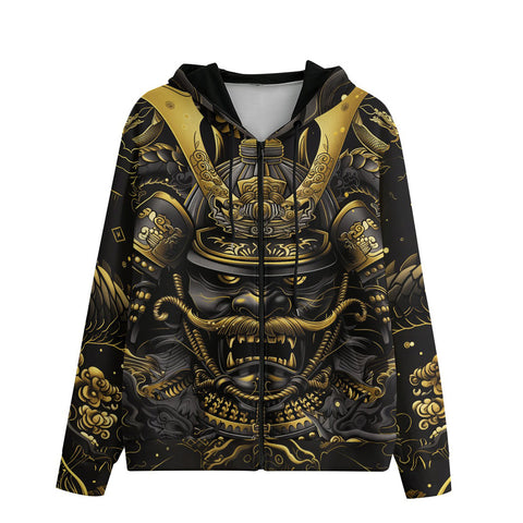 Men's Zip Up Hoodie Golden Samurai Japanese Artwork