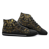 High-Top Canvas Shoes Golden Samurai Japanese Artwork