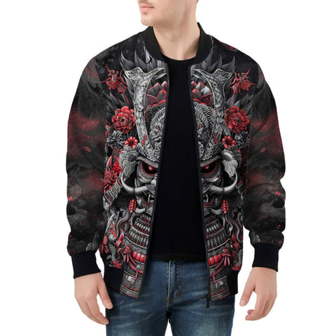 Bomber Jacket Samurai Armor in Black and Red