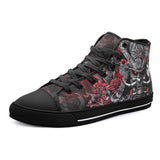 High-Top Canvas Shoes Samurai Armor in Black and Red