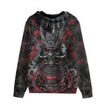 Men's Zip Up Hoodie Samurai Armor in Black and Red