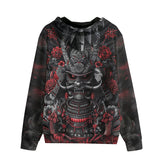 Men's Zip Up Hoodie Samurai Armor in Black and Red