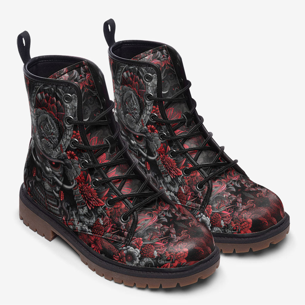 Leather Boots Samurai Armor in Black and Red – CoolWear