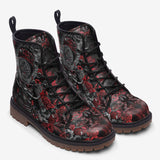 Leather Boots Samurai Armor in Black and Red